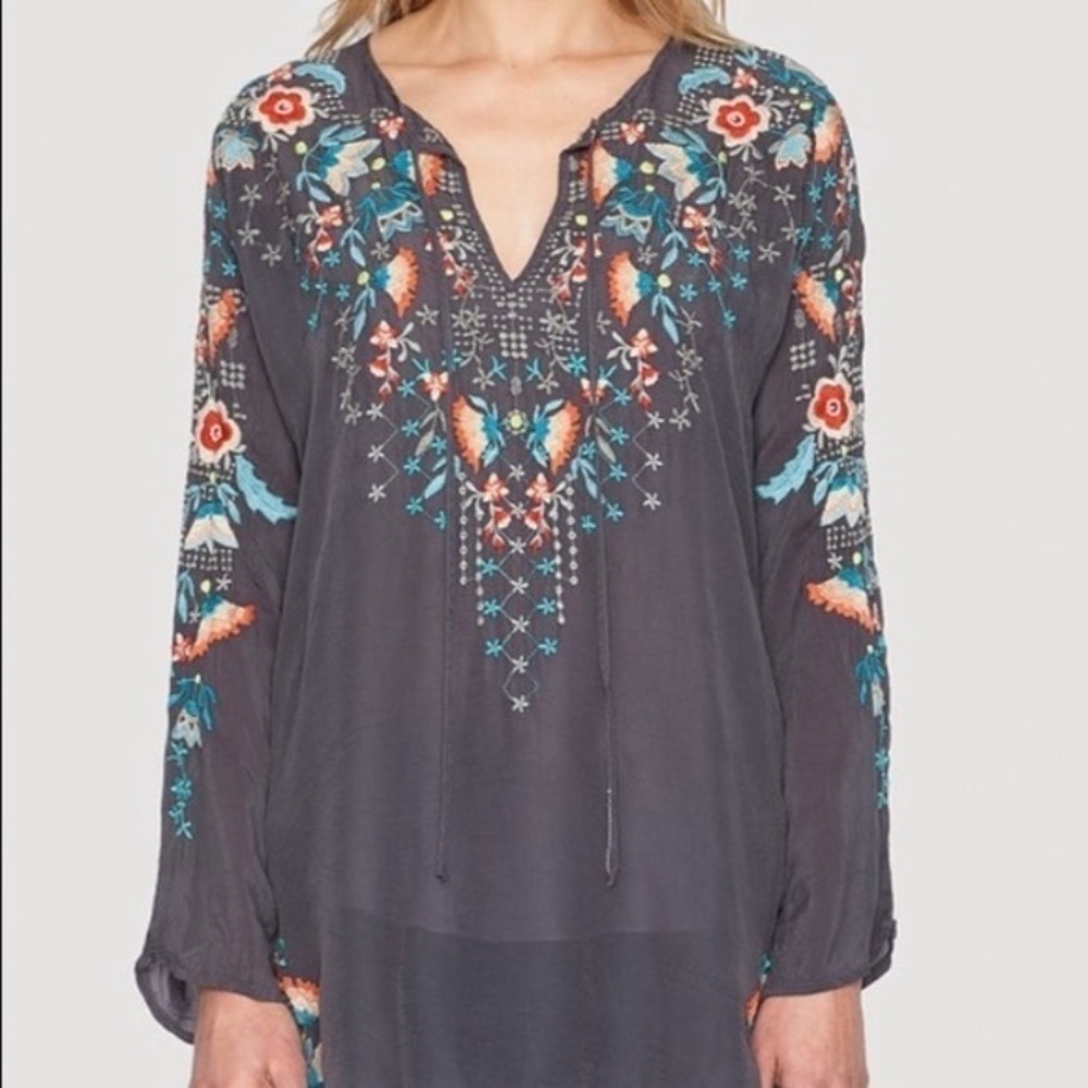 Johnny Was Julie Sunrise Embroidered Blouse Size XS